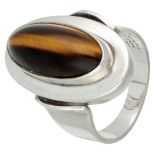 Sterling silver ring set with approx. 5.26 ct. tiger's eye by Danish designer Niels Erik From.