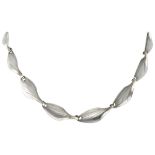 Sterling silver necklace with leaf-shaped links by Danish designer Hermann Siersbol.