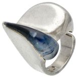 Sterling silver 'Darina's tear' ring with acrylic by Björn Weckström for Lapponia.