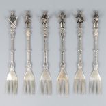 6-piece set of silver cake / pastry forks.