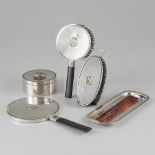 Dressing table box & 5-piece dressing table set (Oslo, Norway, Jacob Torstrop 1806-1890) silver.