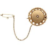 Victorian 14K. yellow gold star-shaped brooch set with seed pearls.