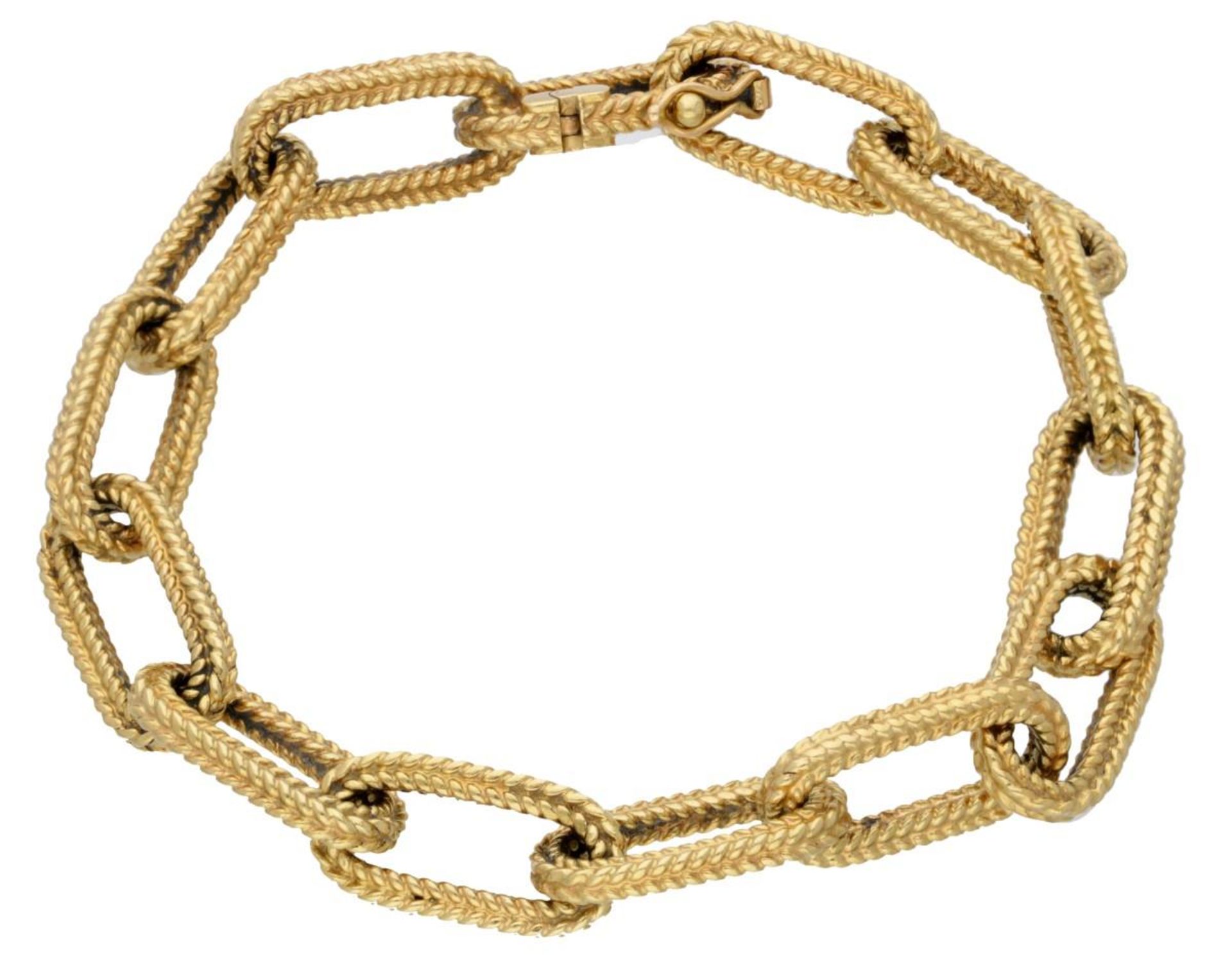 18K. Yellow gold anchor link bracelet.