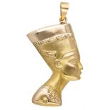 Vintage 18K. bicolor gold Egyptian pendant of Nefertiti.