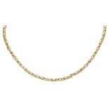 14K. Yellow gold Byzantine chain necklace.