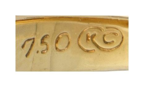 18K. Yellow gold ring set with approx. 0.22 ct. diamond. - Image 3 of 3