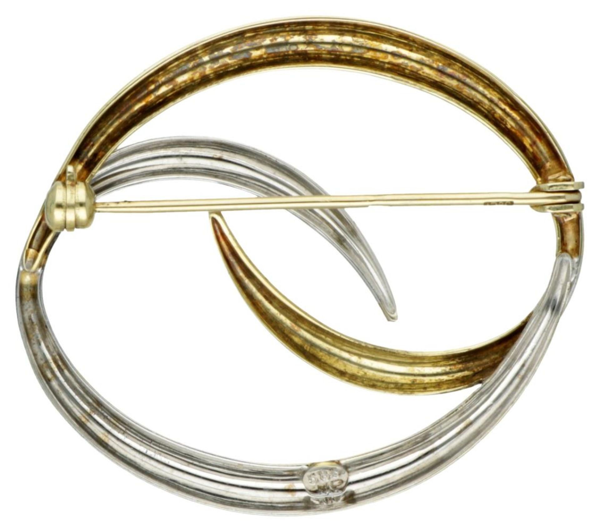 14K. Bicolor gold brooch. - Bild 2 aus 2