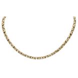 14K. Yellow gold Byzantine chain necklace.