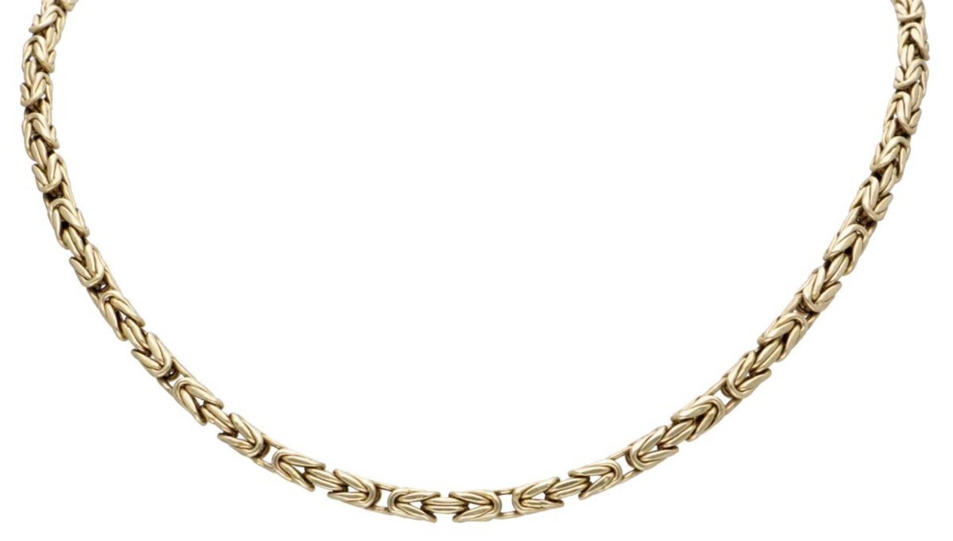 14K. Yellow gold Byzantine chain necklace.