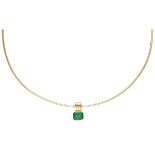 18K. Yellow gold collar necklace provided with a 14K. pendant set with approx. 2.03 ct. aventurine.