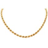 18K. Yellow gold rope link necklace.