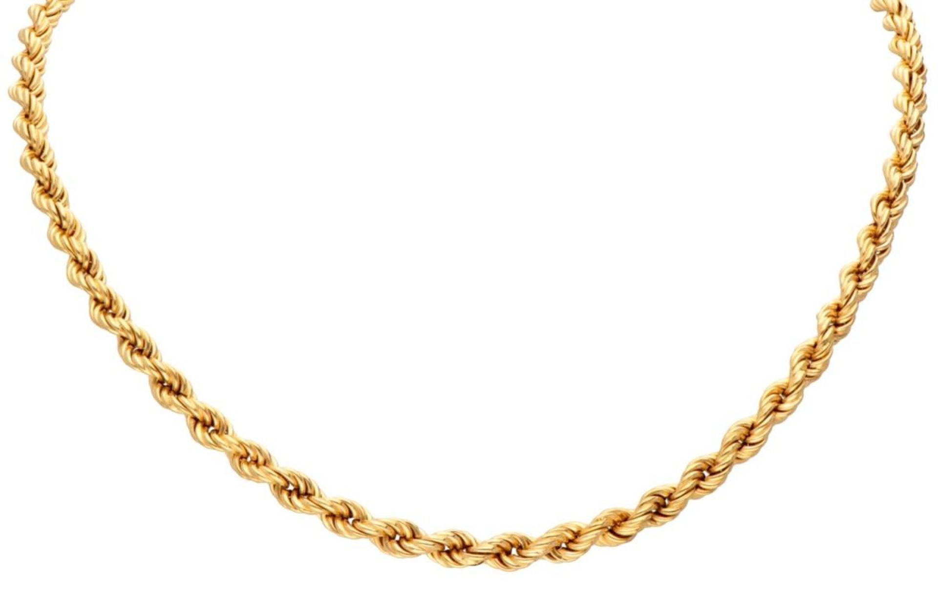 18K. Yellow gold rope link necklace.