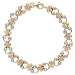 14K. Tricolor gold link bracelet.