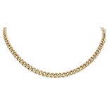 14K. Yellow gold gourmet link necklace.