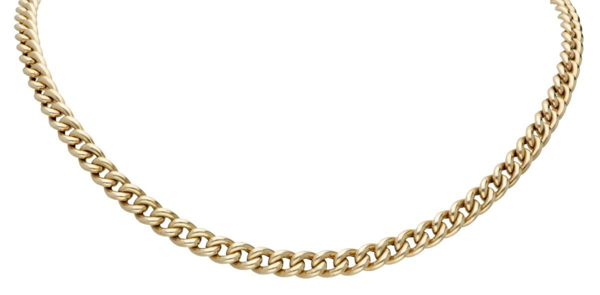14K. Yellow gold gourmet link necklace.