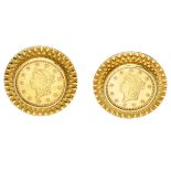 18K. Yellow gold vintage coin cufflinks.