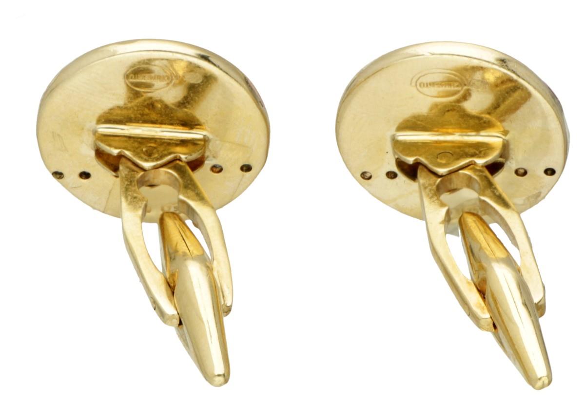 18K. Bicolor gold Chimento cufflinks set with approx. 0.07 ct. diamond. - Image 2 of 3
