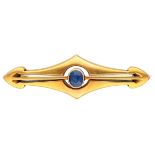 Art Deco 18K. yellow gold brooch set with approx. 0.27 ct. sapphire.