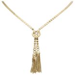 14K. Yellow gold vintage link necklace with pendant.