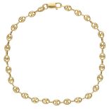 18K. Yellow gold coffee bean link bracelet.