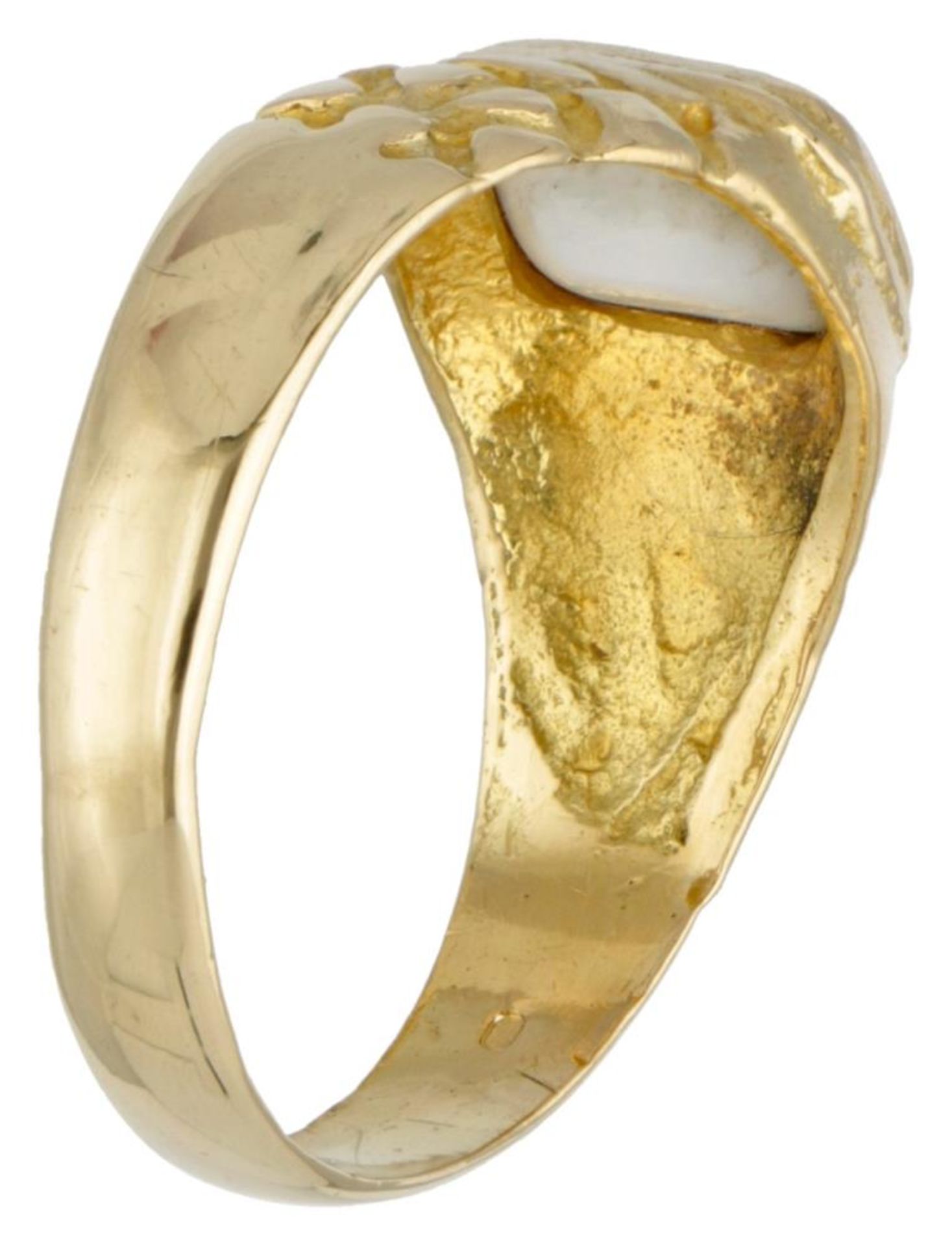 18K. Yellow gold ring set with a white stone. - Bild 2 aus 2