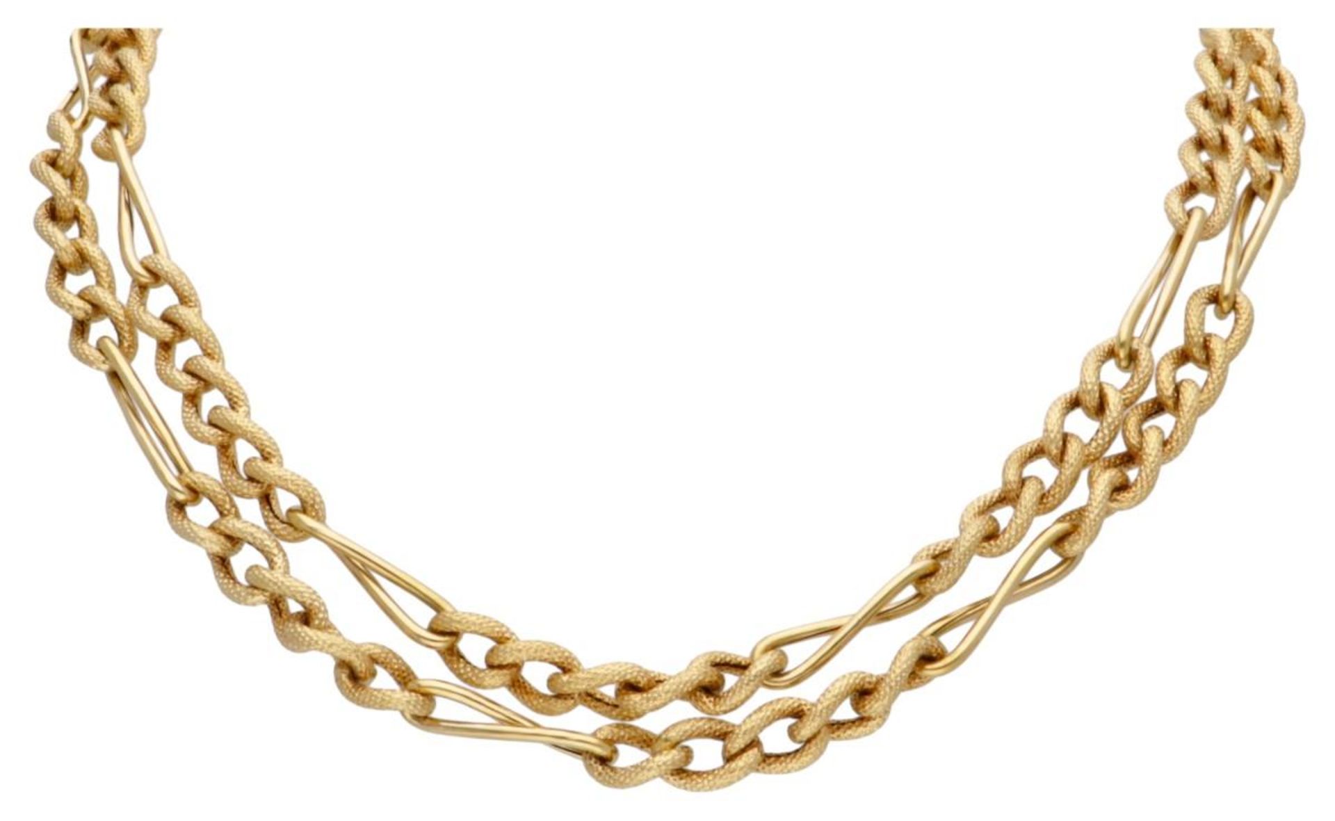 18K. Yellow gold figaro necklace.