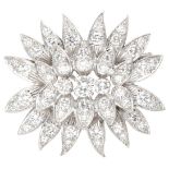 Pt 850 platinum brooch / pendant set with approx. 2.00 ct. diamond.