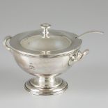 Compote bowl with spoon, silver-plated.