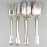 18th century cutlery parts (4), including a spoon by Jacques Roettiers silver.