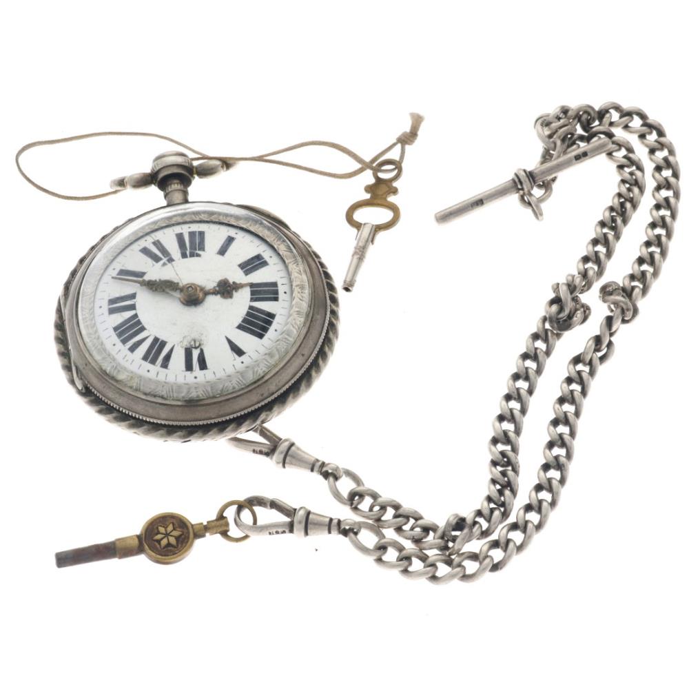 Silver Pocket Watch Verge Fusee- Men's pocket watch - approx. 1850. - Image 8 of 8