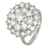 18K. White gold entourage ring set with approx. 1.95 ct. diamond.