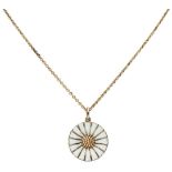 Gold-plated silver 'Daisy' necklace and white enamel pendant by Anton Michelsen for Georg Jensen.