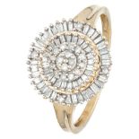 14K. Yellow gold cluster ring set with approx. 1.60 ct. diamond.