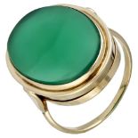 Vintage 14K. yellow gold ring set with approx. 6.15 ct. chrysophrase