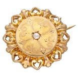 Antique 18K. yellow gold French brooch set with a seed pearl.