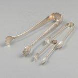 3-piece lot sugar tongs silver.