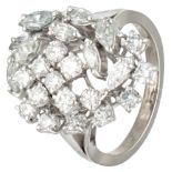 18K. White gold entourage ring set with approx. 1.50 ct. diamond.