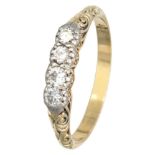 14K. Yellow gold riviere ring set with approx. 0.32 ct. diamond.