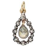 Antique 14K. yellow gold / sterling silver pendant set with rose cut diamonds.