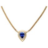 18K. Yellow gold necklace set with approx. 6.45 ct. natural tanzanite.
