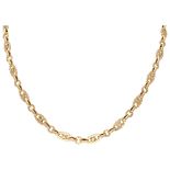 18K. Yellow gold link necklace with ornate details.