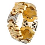 14K. Bicolor gold flexible ring set with approx. 0.15 ct. diamond.