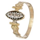 Antique 14K. yellow gold/sterling silver ring set with rose cut diamonds.