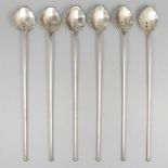 6-piece set ice tea / cocktail drinking spoons silver.