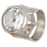Sterling silver solitaire ring with rock crystal by Swedish designer.