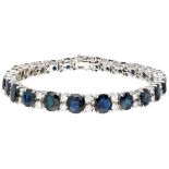 18K. White gold bracelet set with approx. 20.60 ct. natural sapphire and approx. 1.96 ct. diamond.