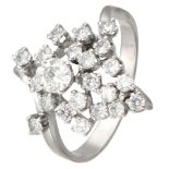 18K. White gold entourage ring set with approx. 0.84 ct. diamond.