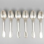 6-piece set Christofle dinner spoons, model Chinon sterling, silver.