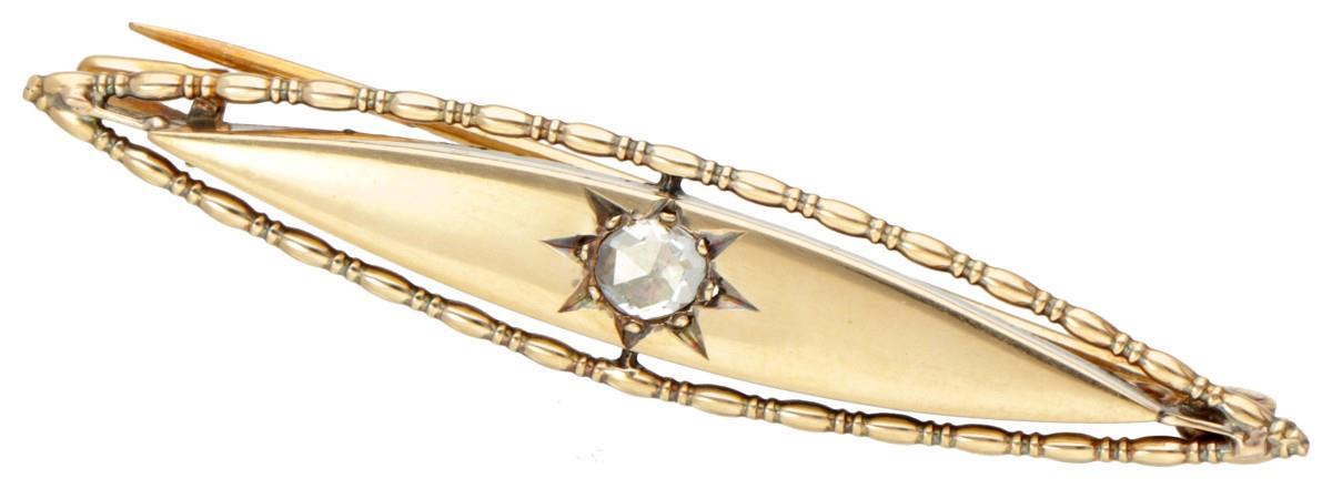 Antique BLA 10K. yellow gold brooch set with a rose cut diamond.