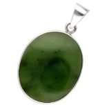 Sterling silver pendant set with nephrite jade by Danish designer Niels Erik From.